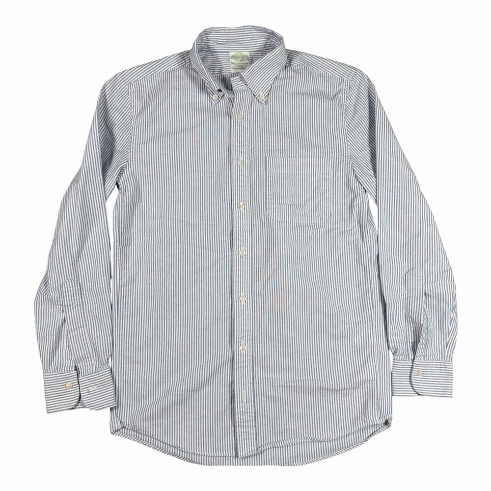 Brooks Brothers Shirt 14.5-32 Blue White Striped USA OCDB Oxford Button Up Slim